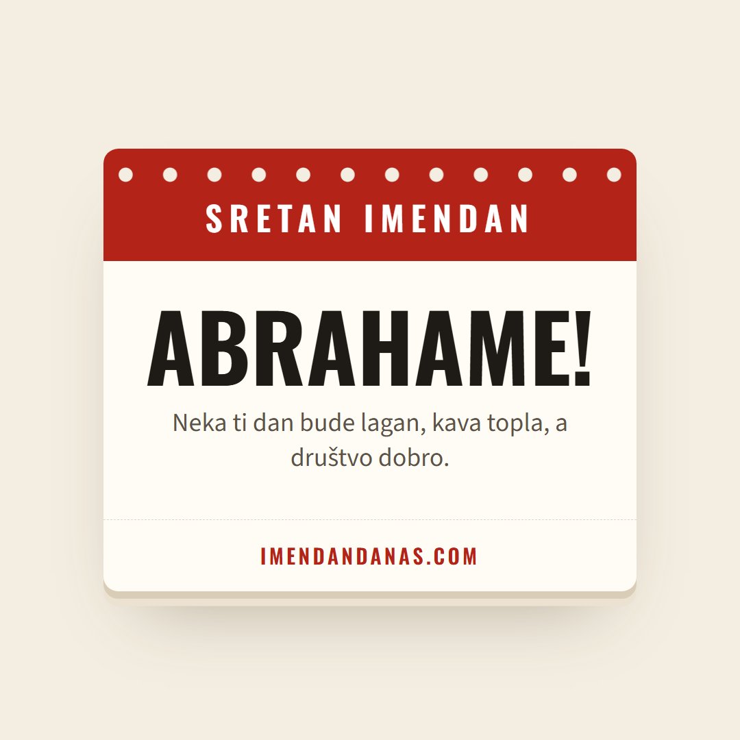 Čestitka: Sretan imendan, Abrahame!
