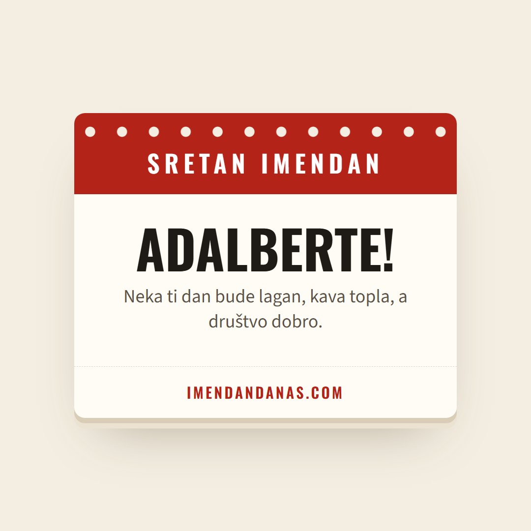 Čestitka: Sretan imendan, Adalberte!