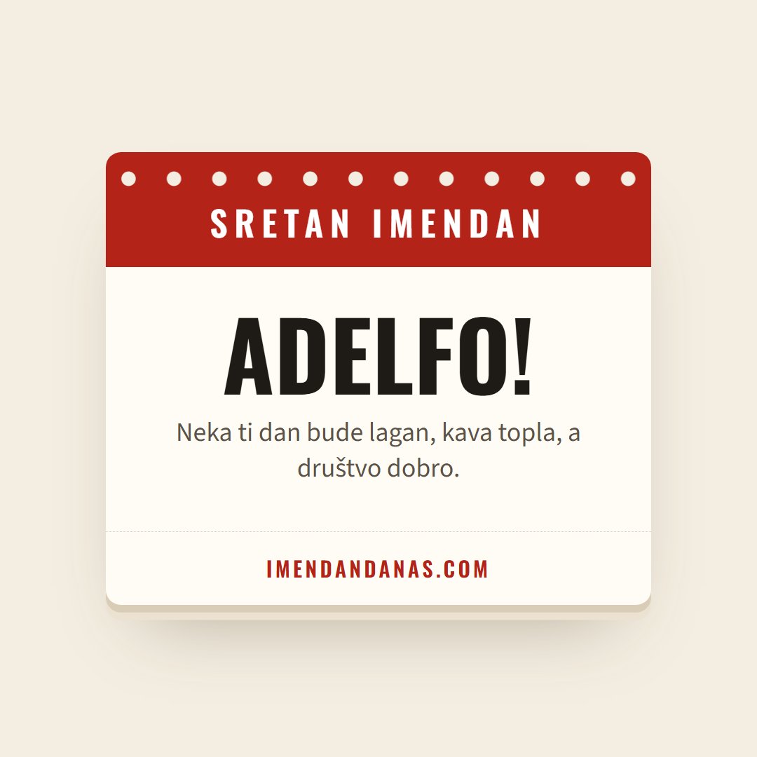 Čestitka: Sretan imendan, Adelfo!