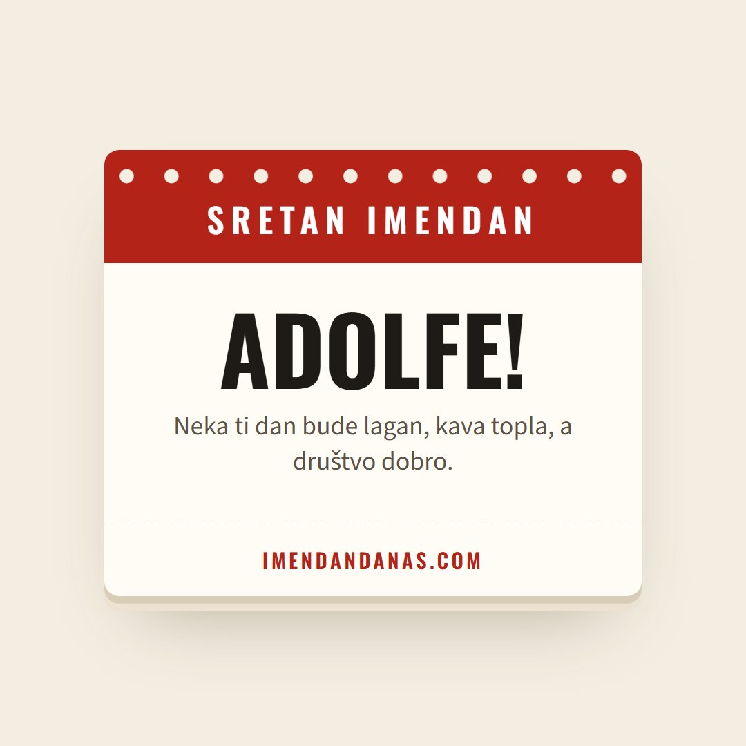 Čestitka: Sretan imendan, Adolfe!