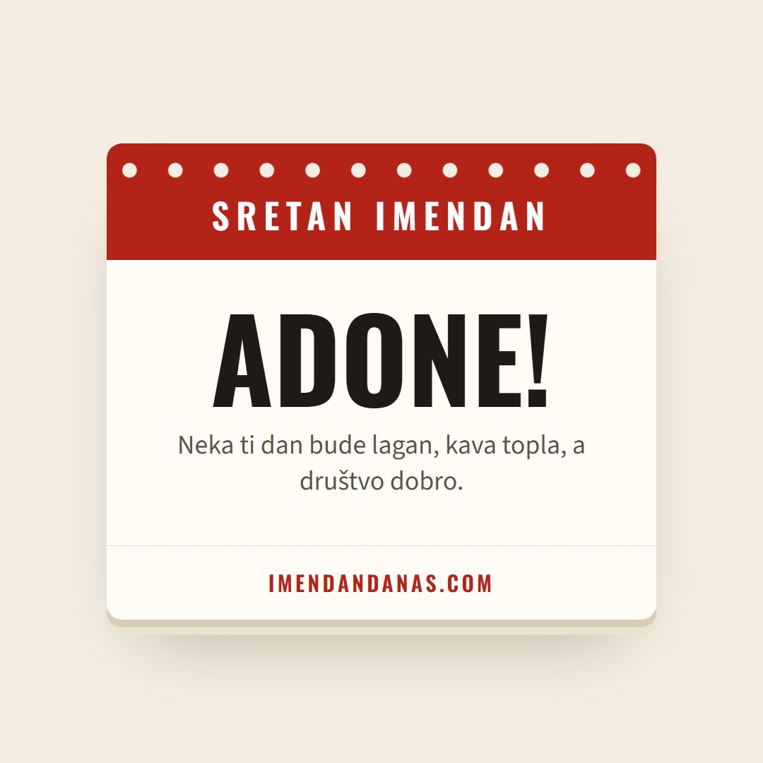 Čestitka: Sretan imendan, Adone!