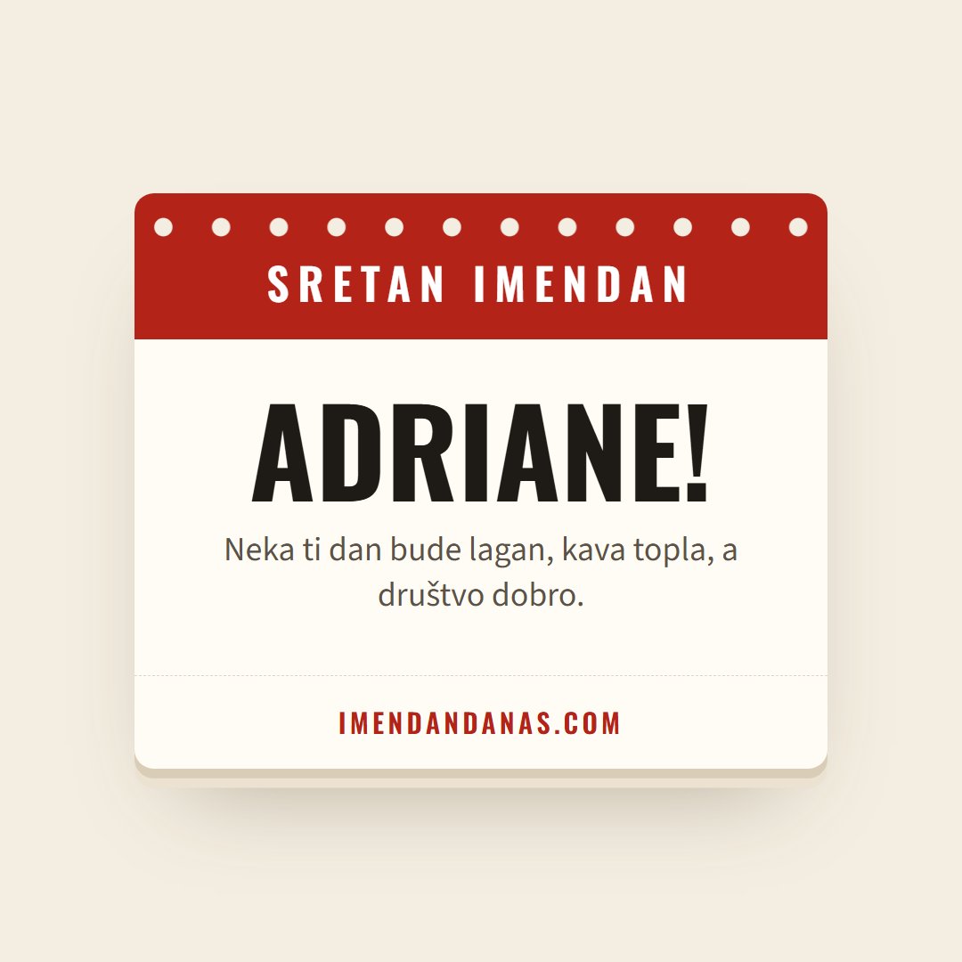 Čestitka: Sretan imendan, Adriane!