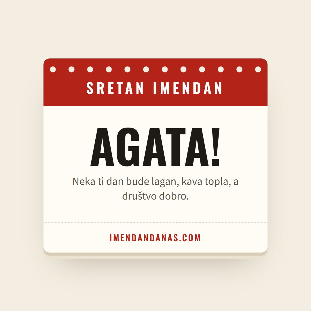 Čestitka: Sretan imendan, Agata!