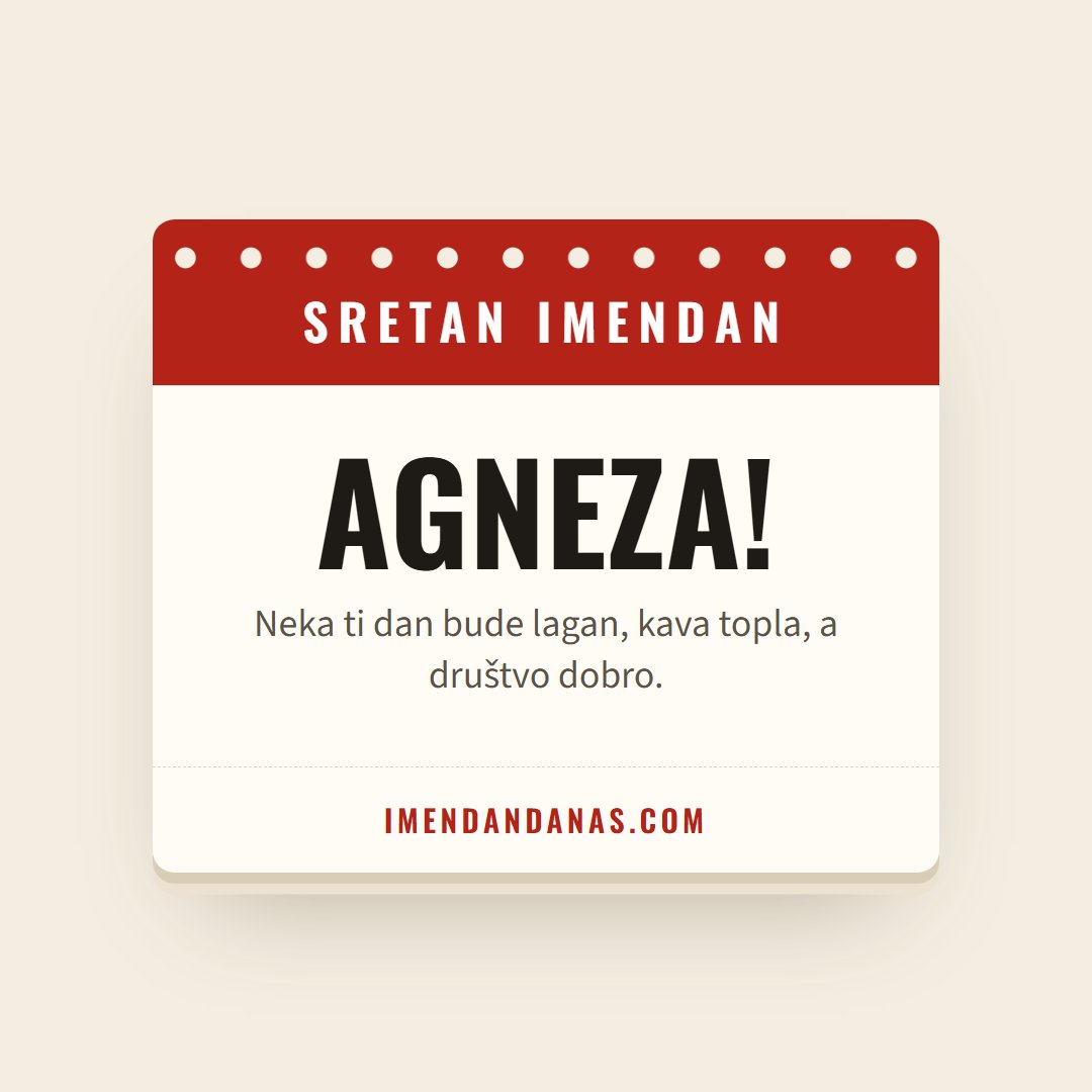 Čestitka: Sretan imendan, Agneza!