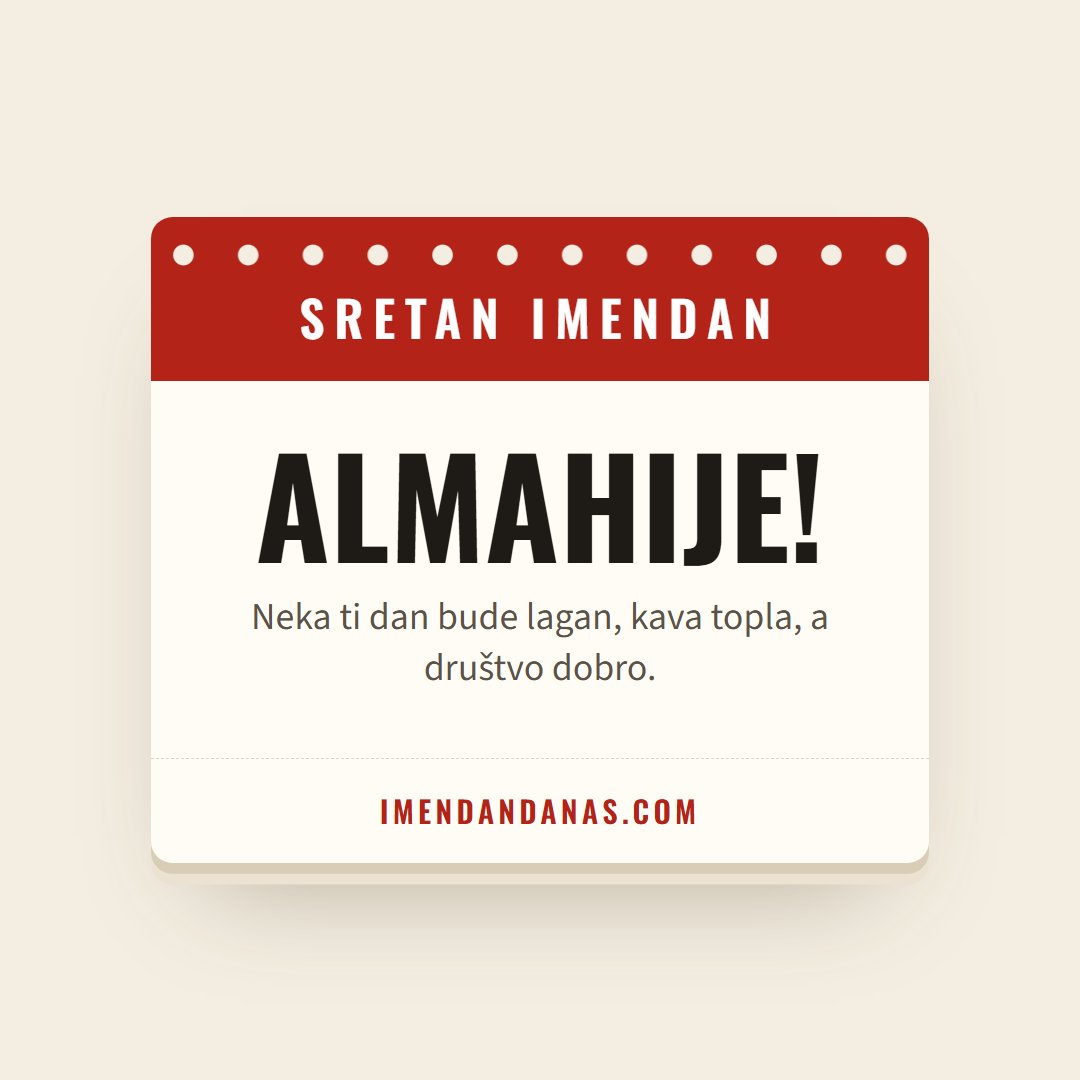 Čestitka: Sretan imendan, Almahije!