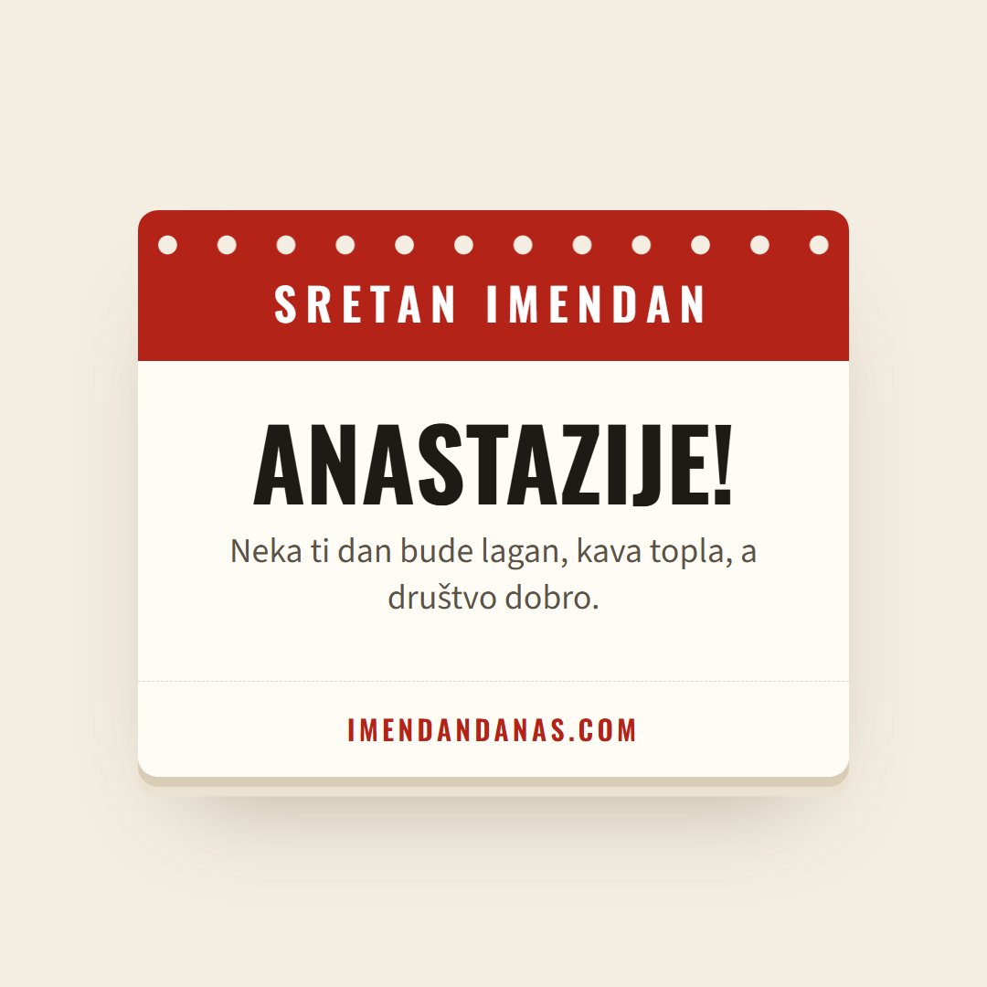Čestitka: Sretan imendan, Anastazije!