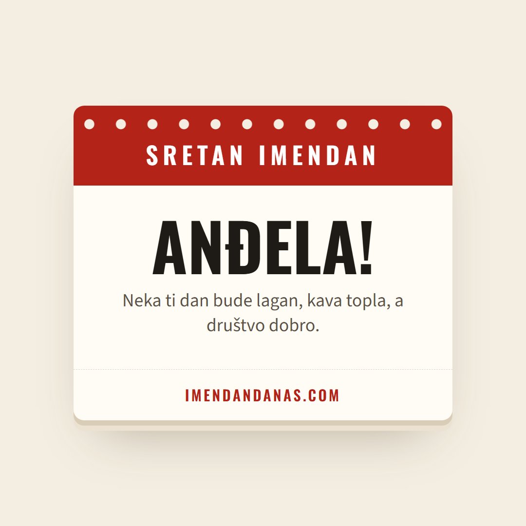 Čestitka: Sretan imendan, Anđela!