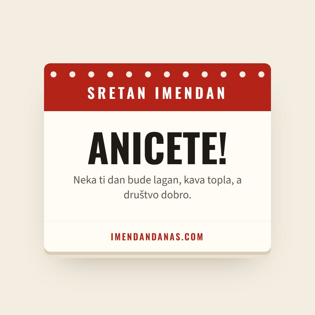 Čestitka: Sretan imendan, Anicete!