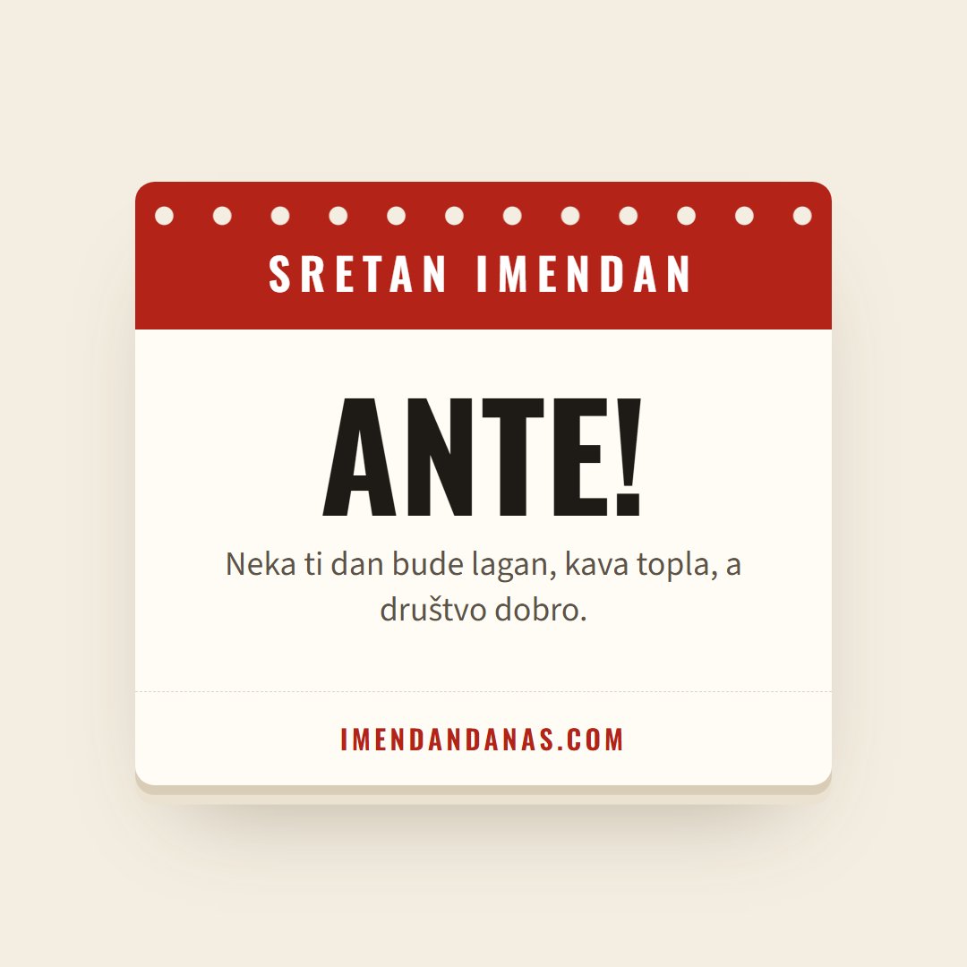 Čestitka: Sretan imendan, Ante!