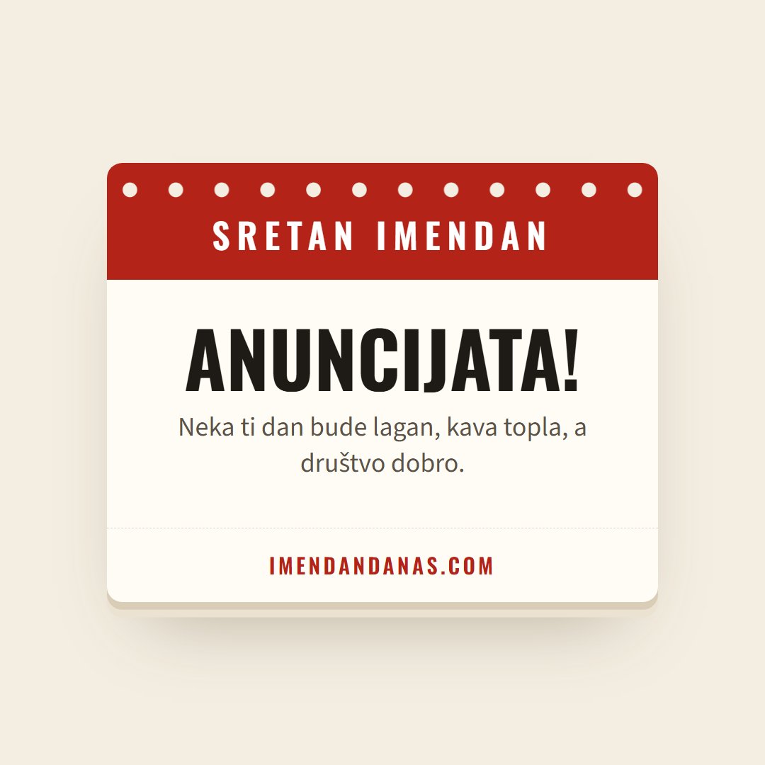 Čestitka: Sretan imendan, Anuncijata!