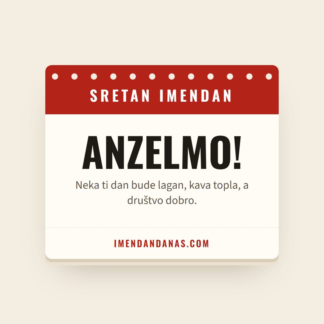 Čestitka: Sretan imendan, Anzelmo!