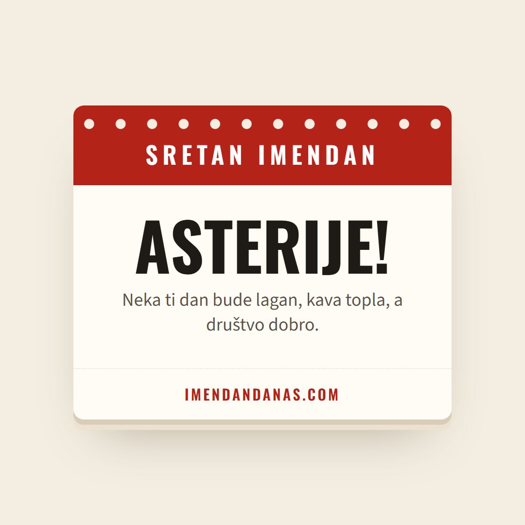 Čestitka: Sretan imendan, Asterije!