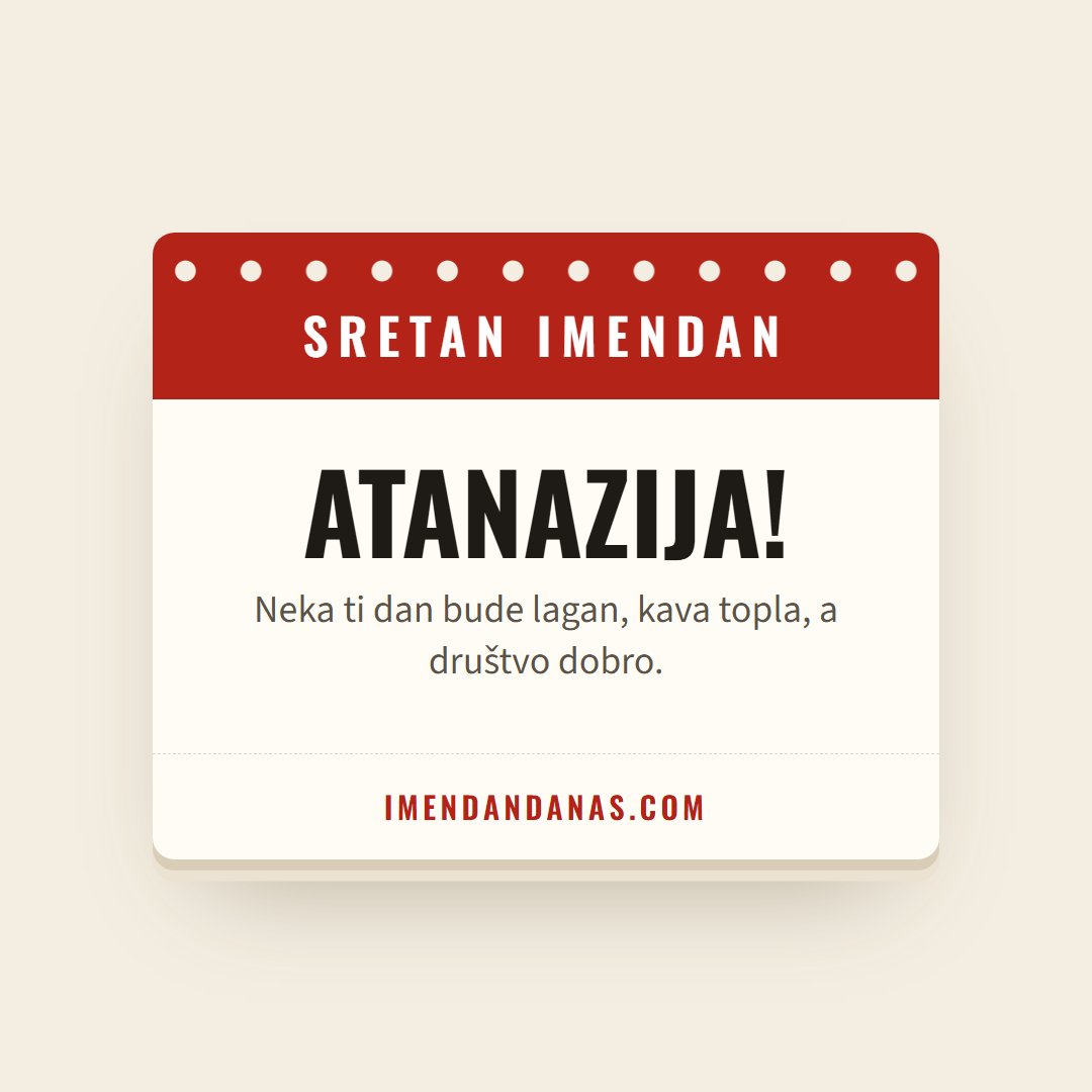 Čestitka: Sretan imendan, Atanazija!