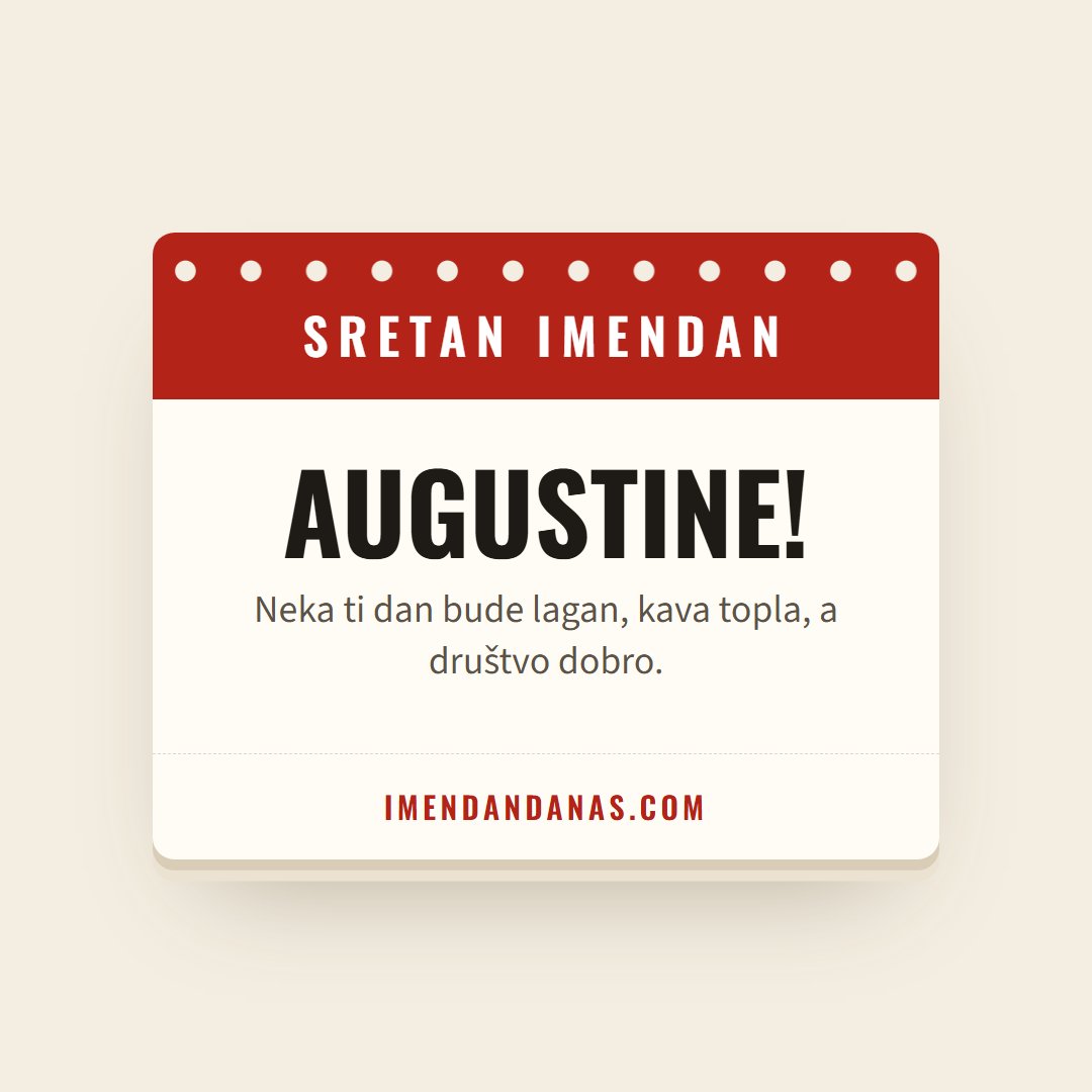 Čestitka: Sretan imendan, Augustine!