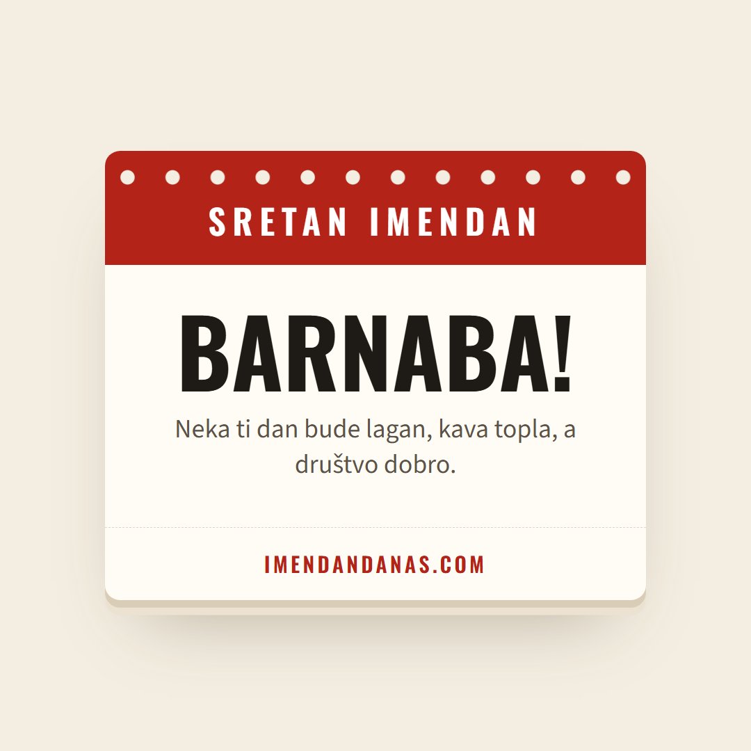 Čestitka: Sretan imendan, Barnaba!