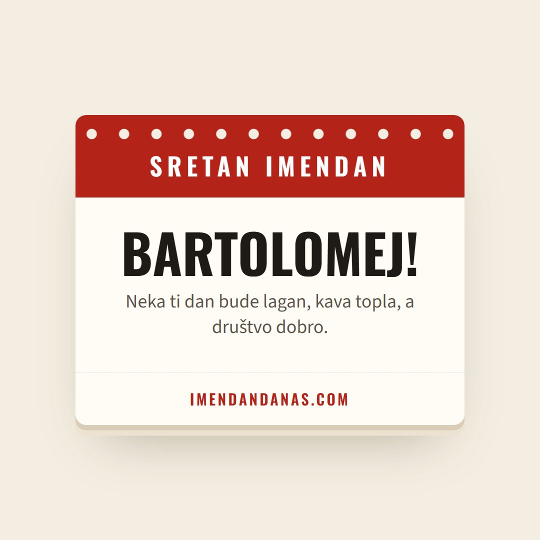 Čestitka: Sretan imendan, Bartolomeju!