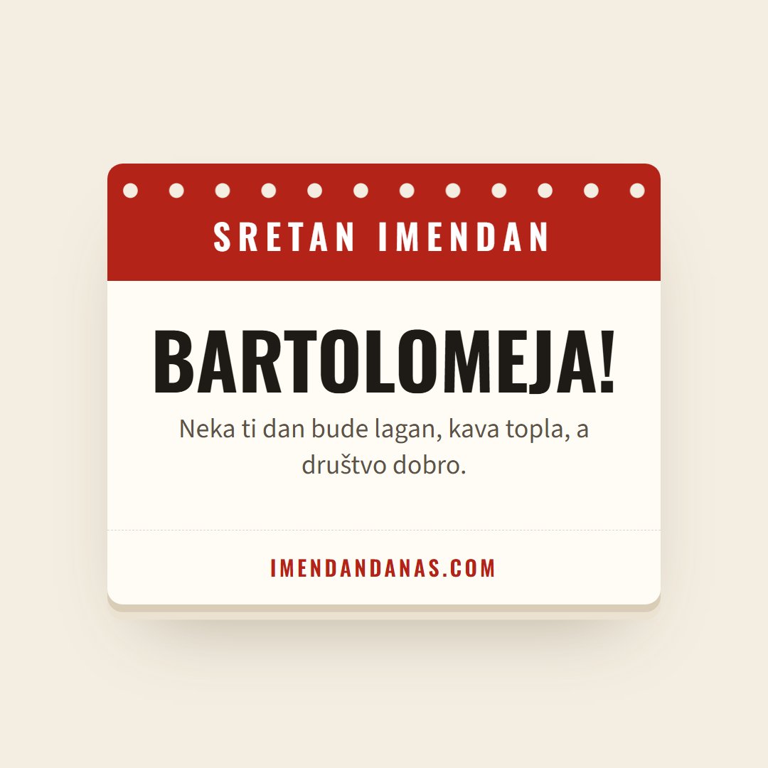 Čestitka: Sretan imendan, Bartolomeja!