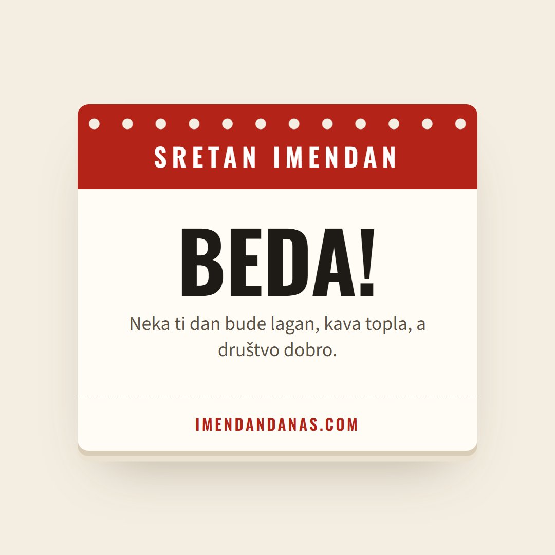 Čestitka: Sretan imendan, Beda!