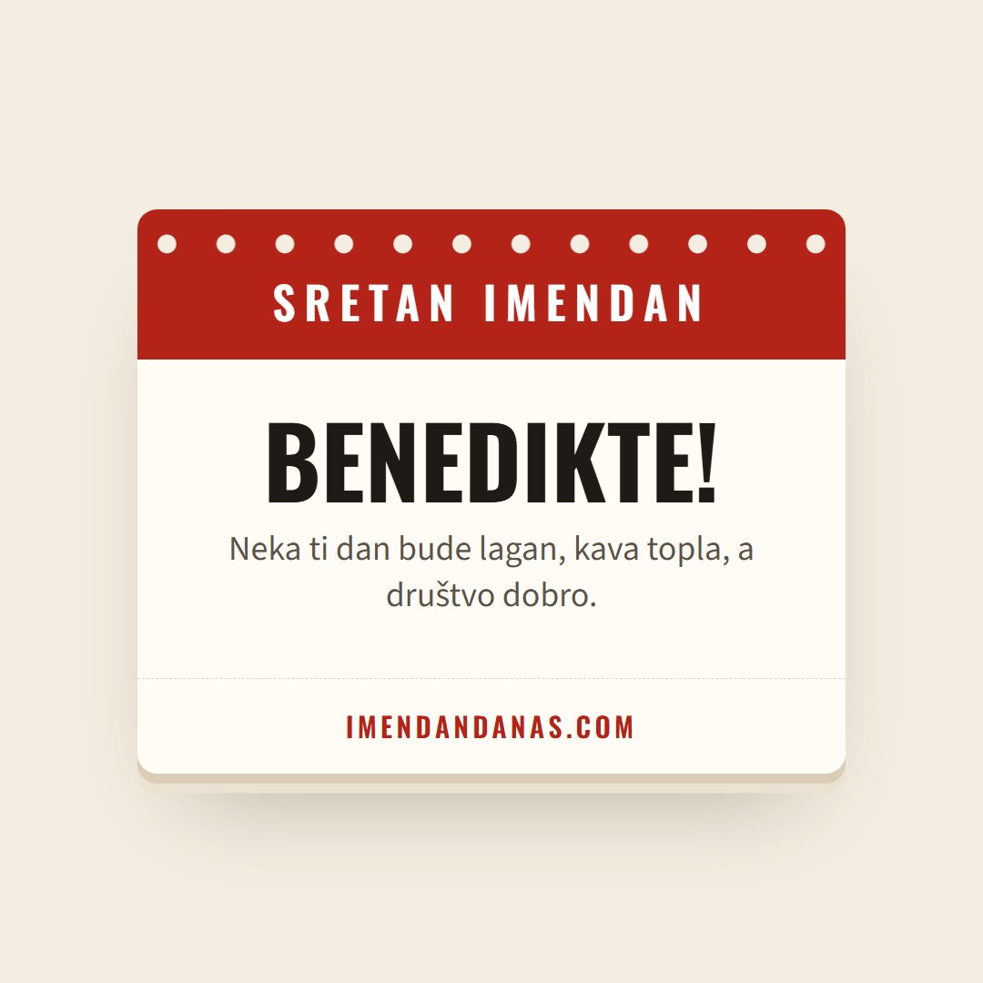 Čestitka: Sretan imendan, Benedikte!