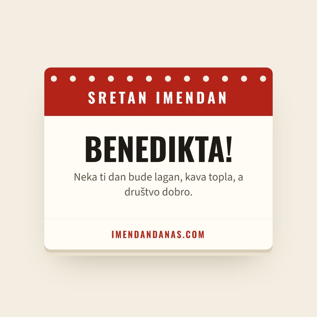 Čestitka: Sretan imendan, Benedikta!