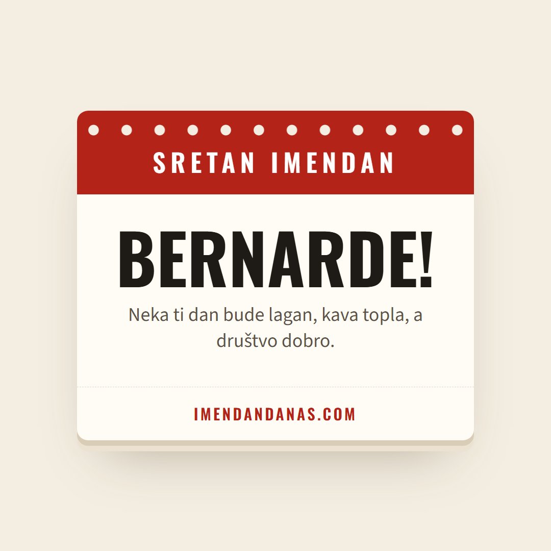Čestitka: Sretan imendan, Bernarde!