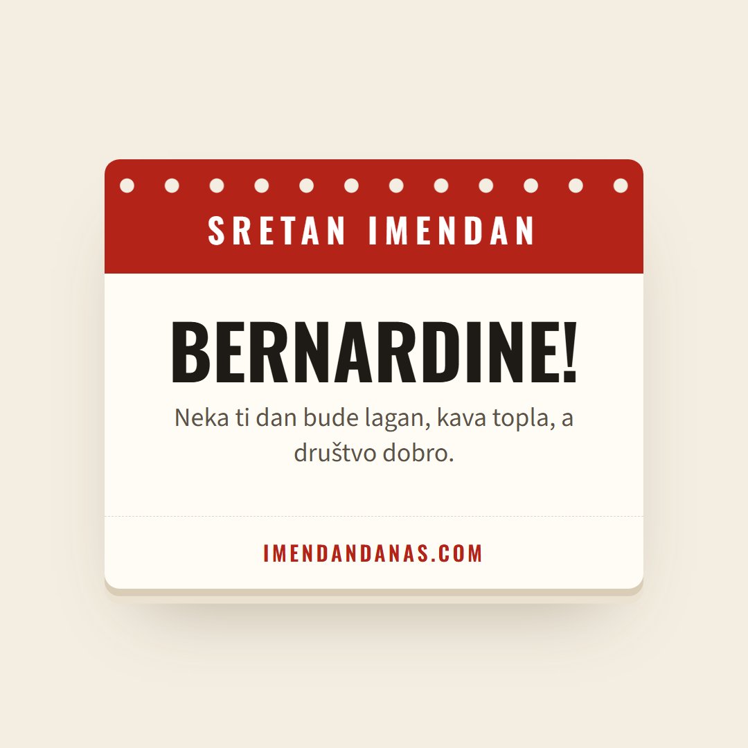 Čestitka: Sretan imendan, Bernardine!