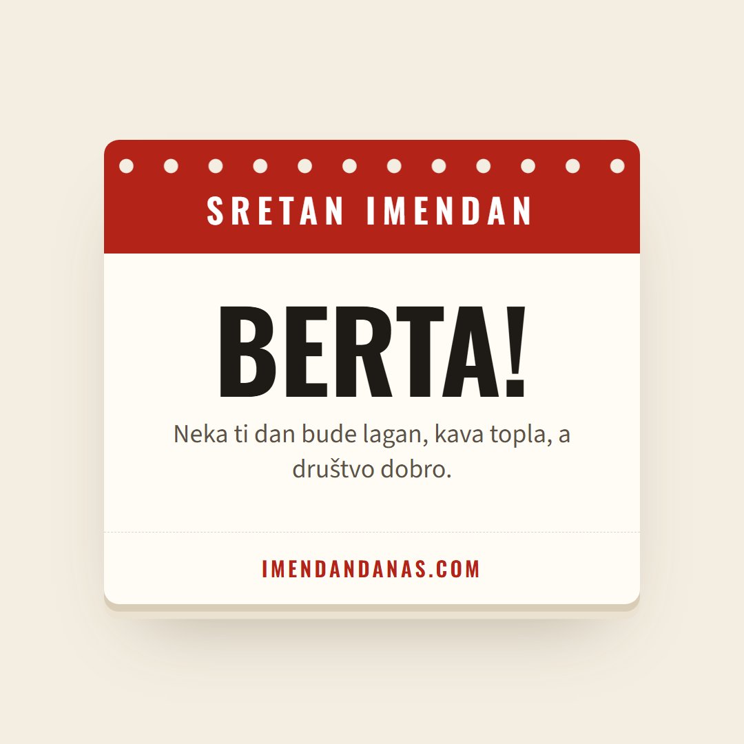 Čestitka: Sretan imendan, Berta!