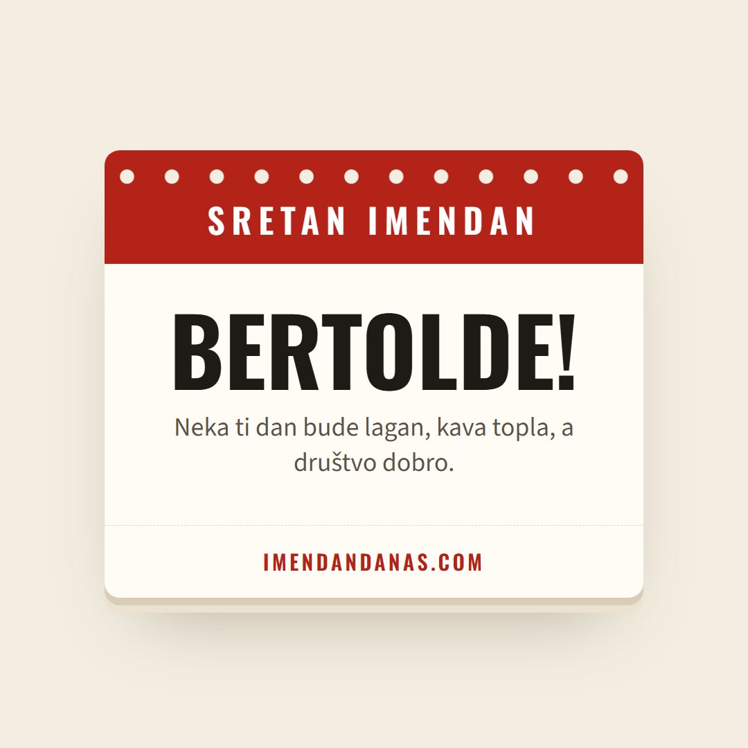 Čestitka: Sretan imendan, Bertolde!
