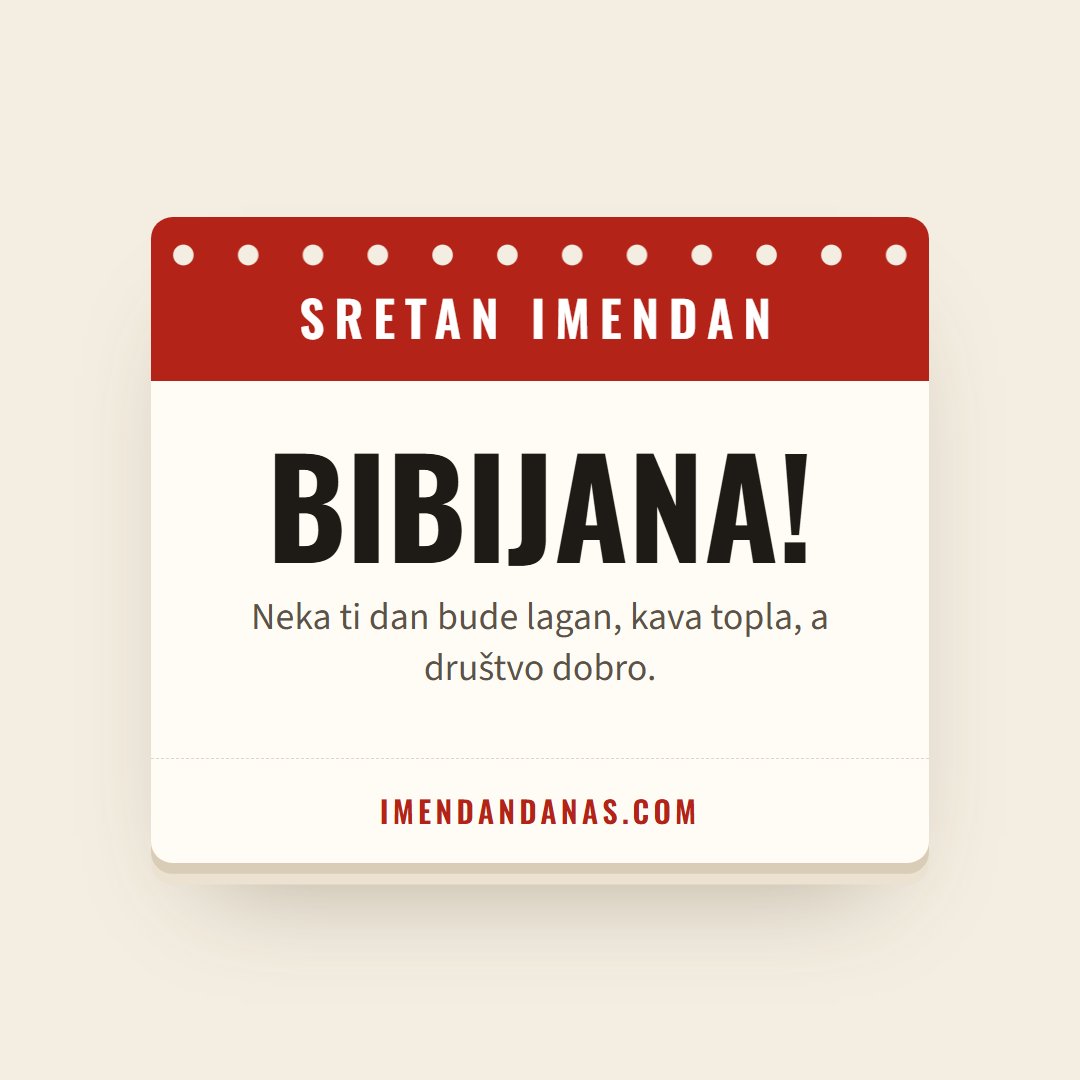Čestitka: Sretan imendan, Bibijana!