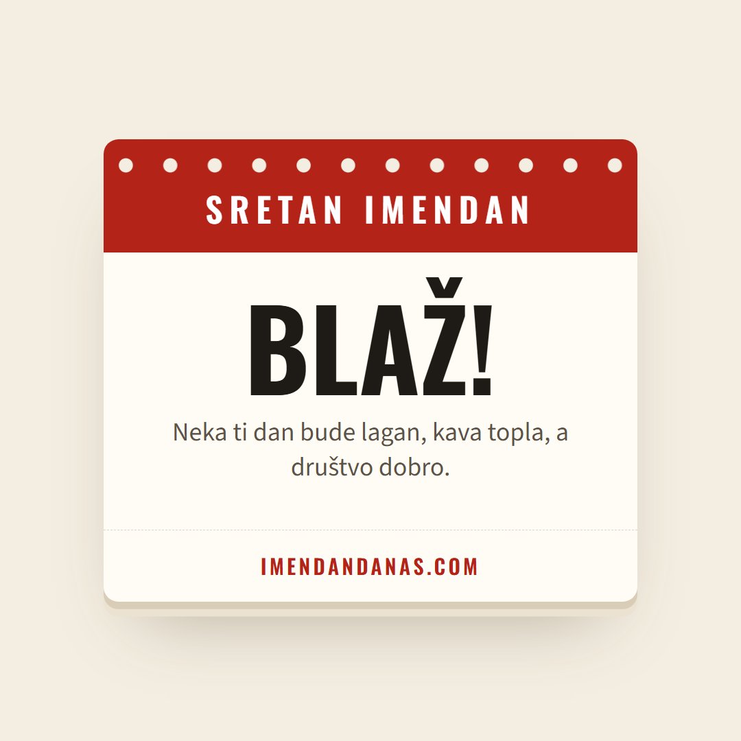 Čestitka: Sretan imendan, Blaže!