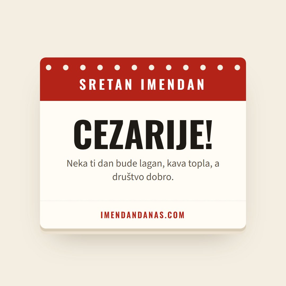 Čestitka: Sretan imendan, Cezarije!