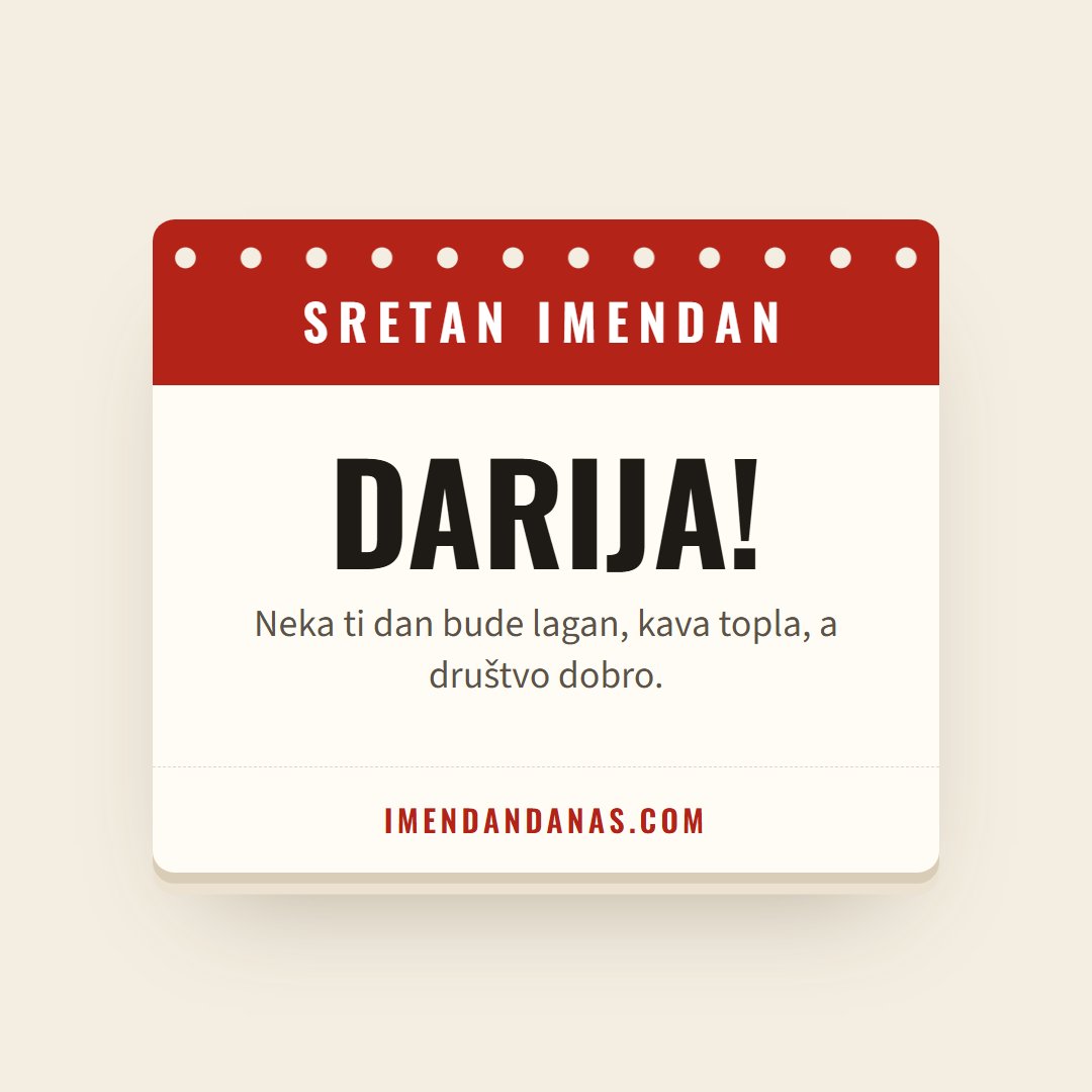 Čestitka: Sretan imendan, Darija!