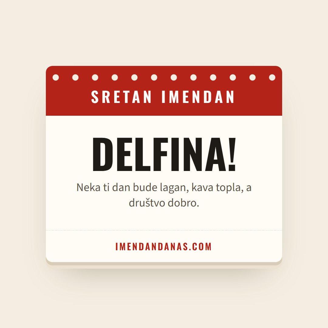 Čestitka: Sretan imendan, Delfina!