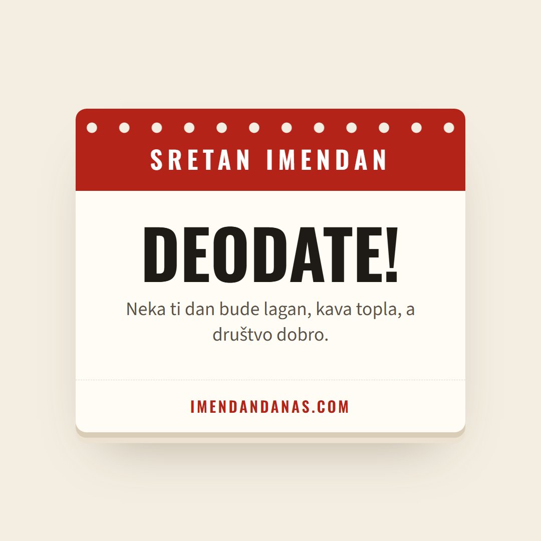 Čestitka: Sretan imendan, Deodate!