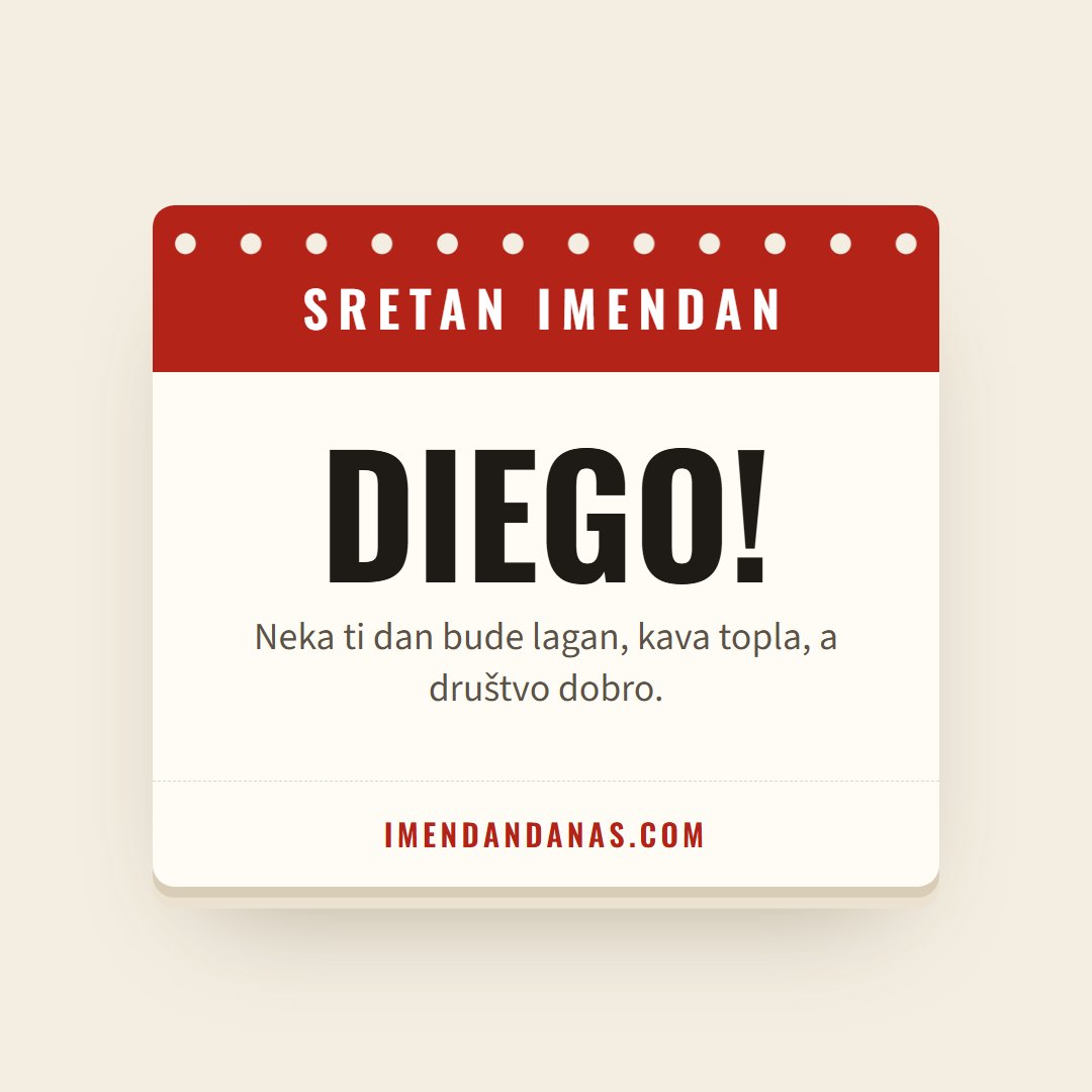 Čestitka: Sretan imendan, Diego!