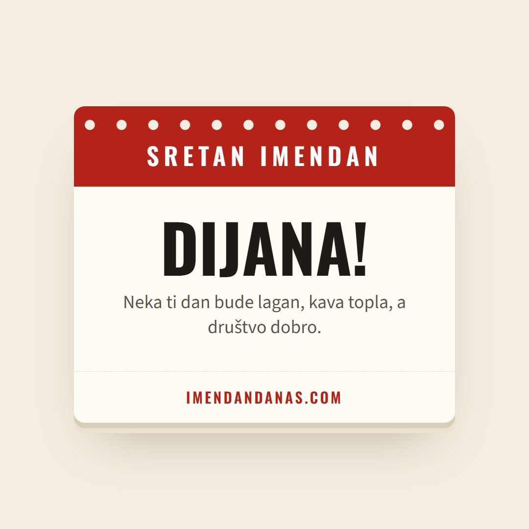 Čestitka: Sretan imendan, Dijana!