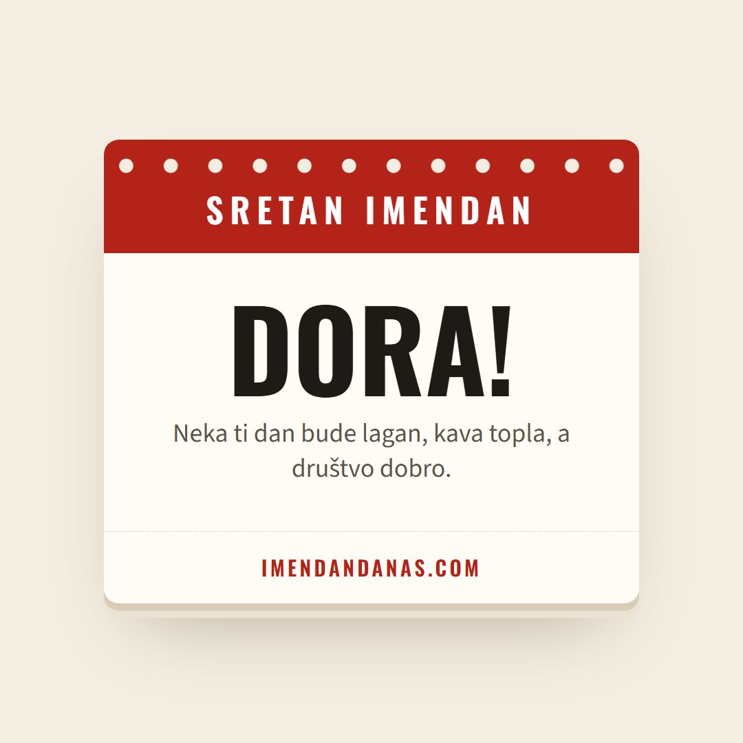 Čestitka: Sretan imendan, Dora!