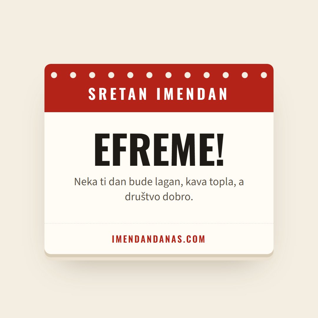 Čestitka: Sretan imendan, Efreme!