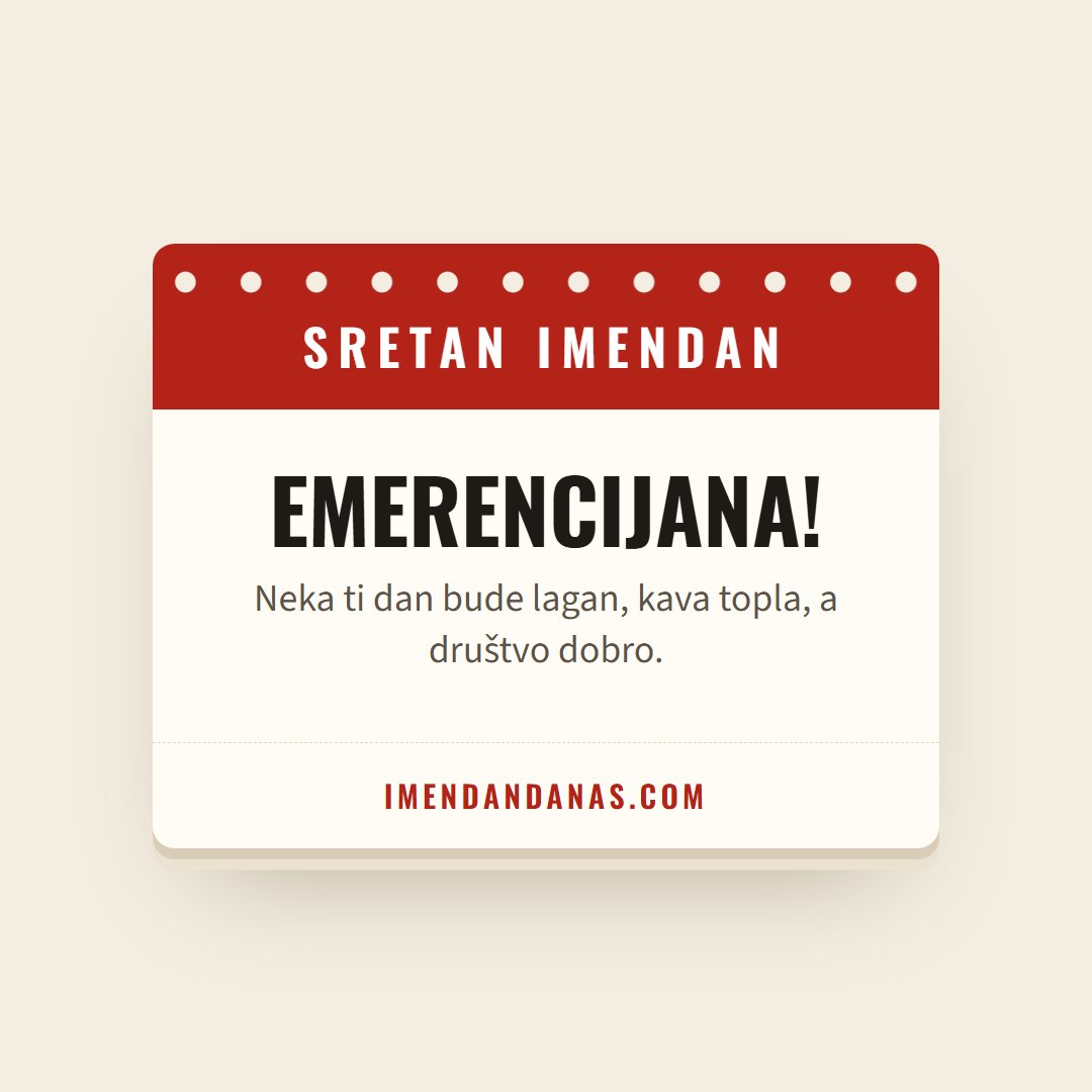 Čestitka: Sretan imendan, Emerencijana!
