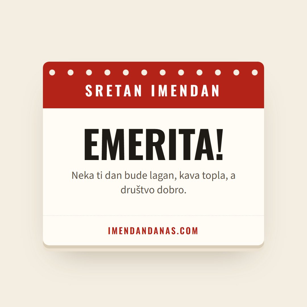 Čestitka: Sretan imendan, Emerita!