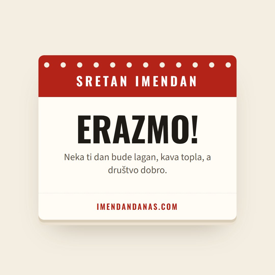 Čestitka: Sretan imendan, Erazmo!