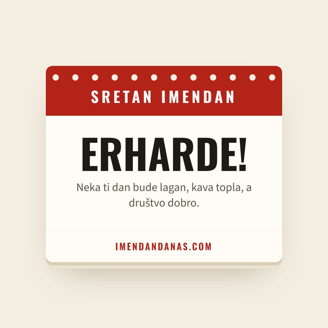 Čestitka: Sretan imendan, Erharde!