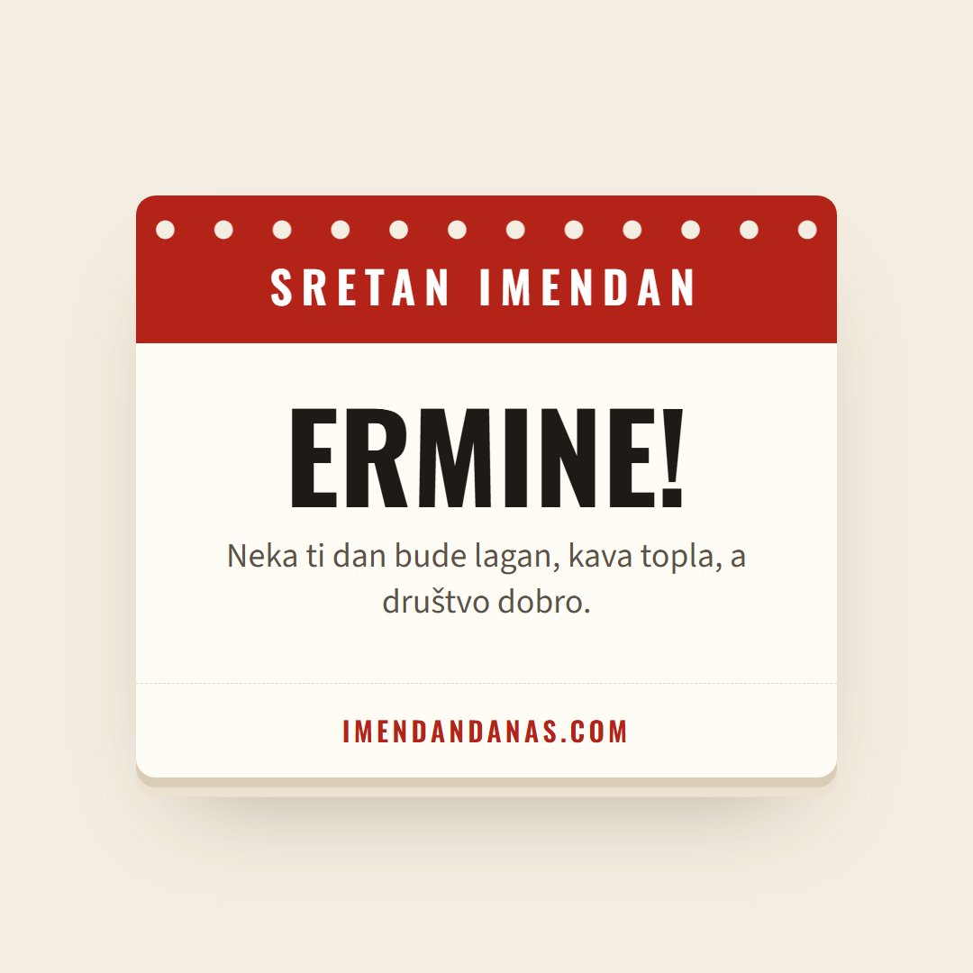 Čestitka: Sretan imendan, Ermine!