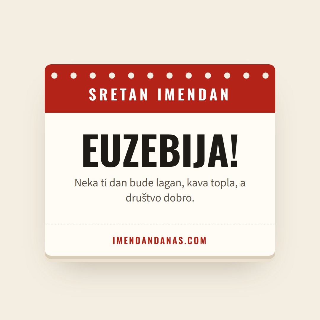 Čestitka: Sretan imendan, Euzebija!
