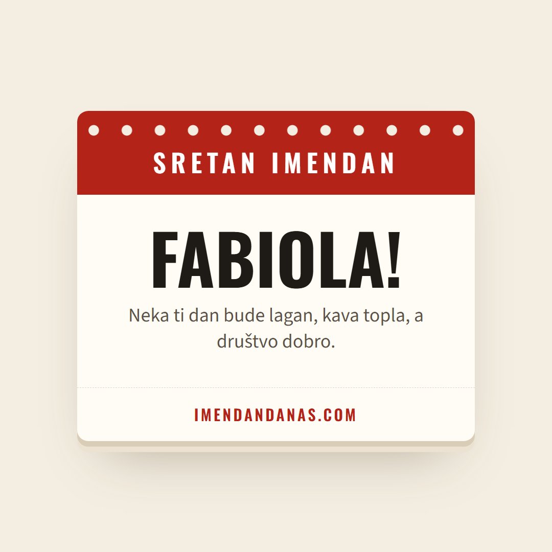 Čestitka: Sretan imendan, Fabiola!