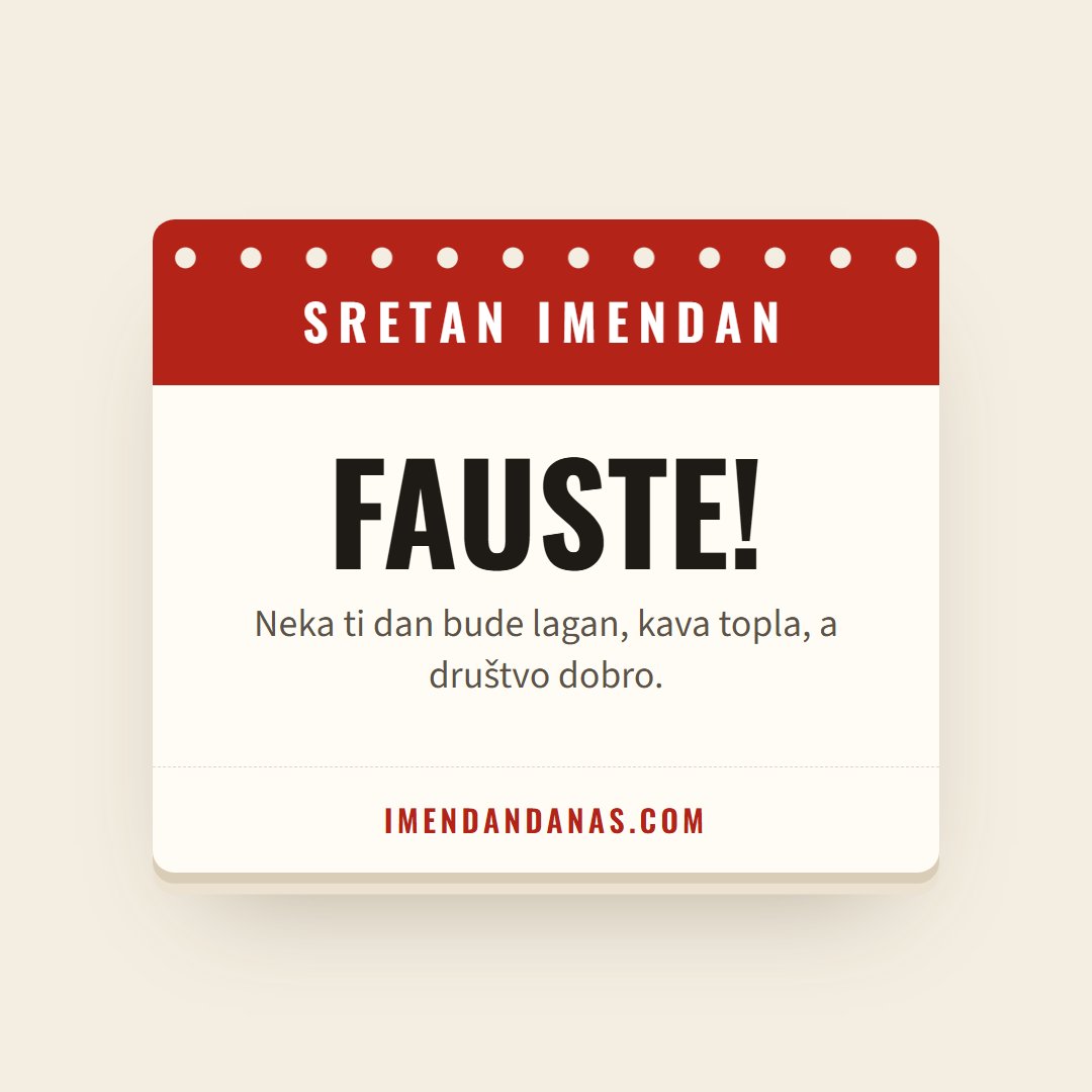 Čestitka: Sretan imendan, Fauste!