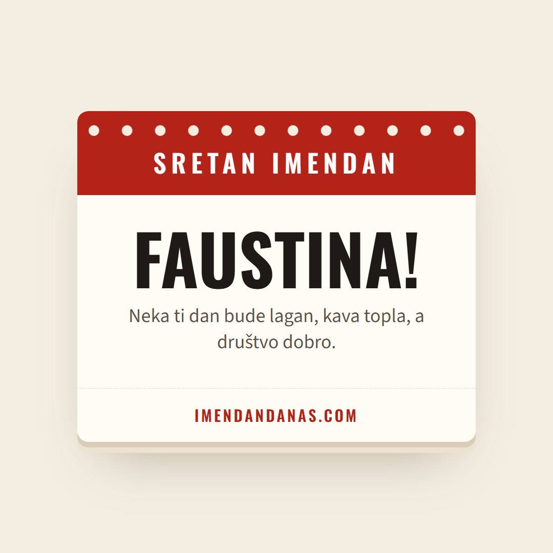Čestitka: Sretan imendan, Faustina!
