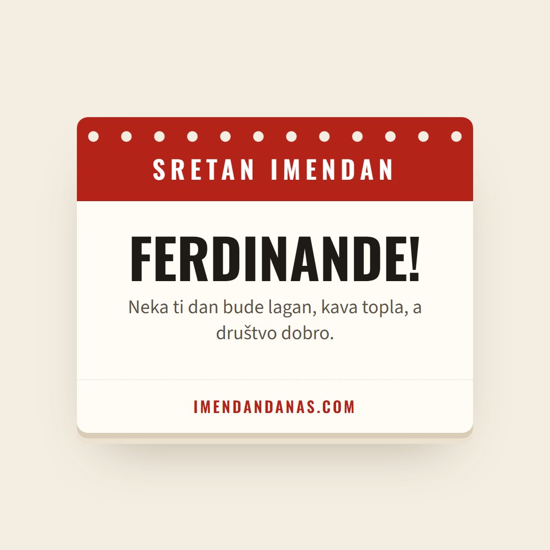 Čestitka: Sretan imendan, Ferdinande!