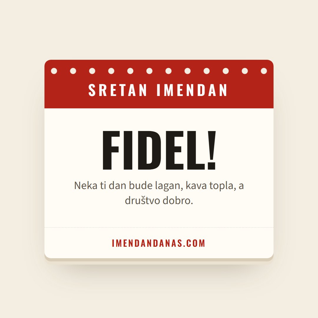 Čestitka: Sretan imendan, Fidele!