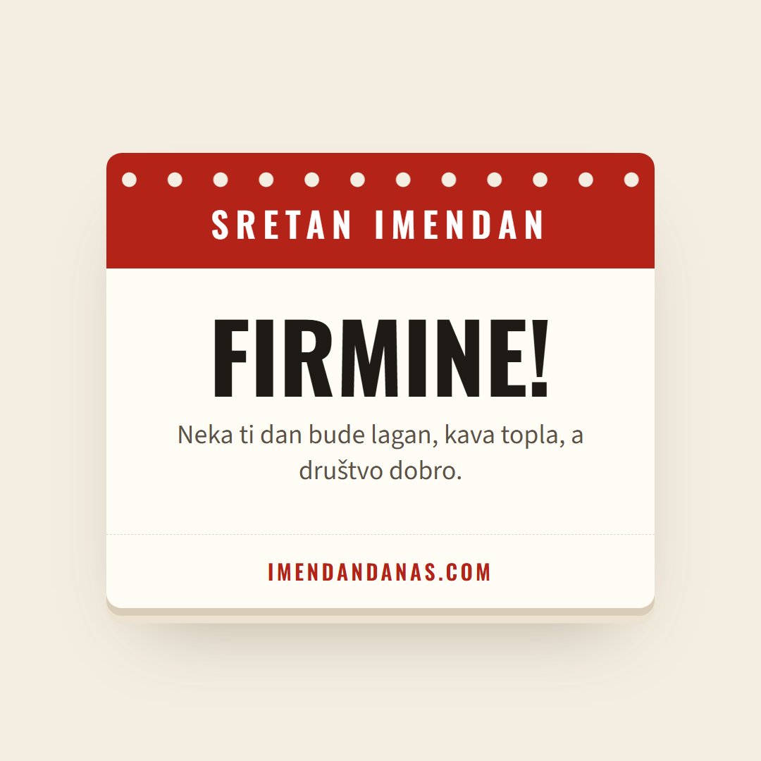 Čestitka: Sretan imendan, Firmine!